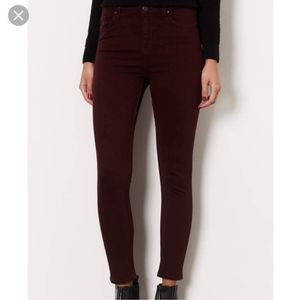 Topshop Moto Jamie Jeans in Burgundy